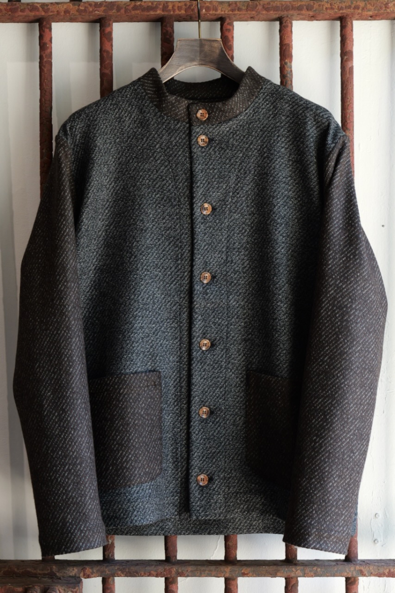 0522029-J2. GREY BROWN WOOL JANKER JACKET. 36(Blue Gley). FRANK LEDER.