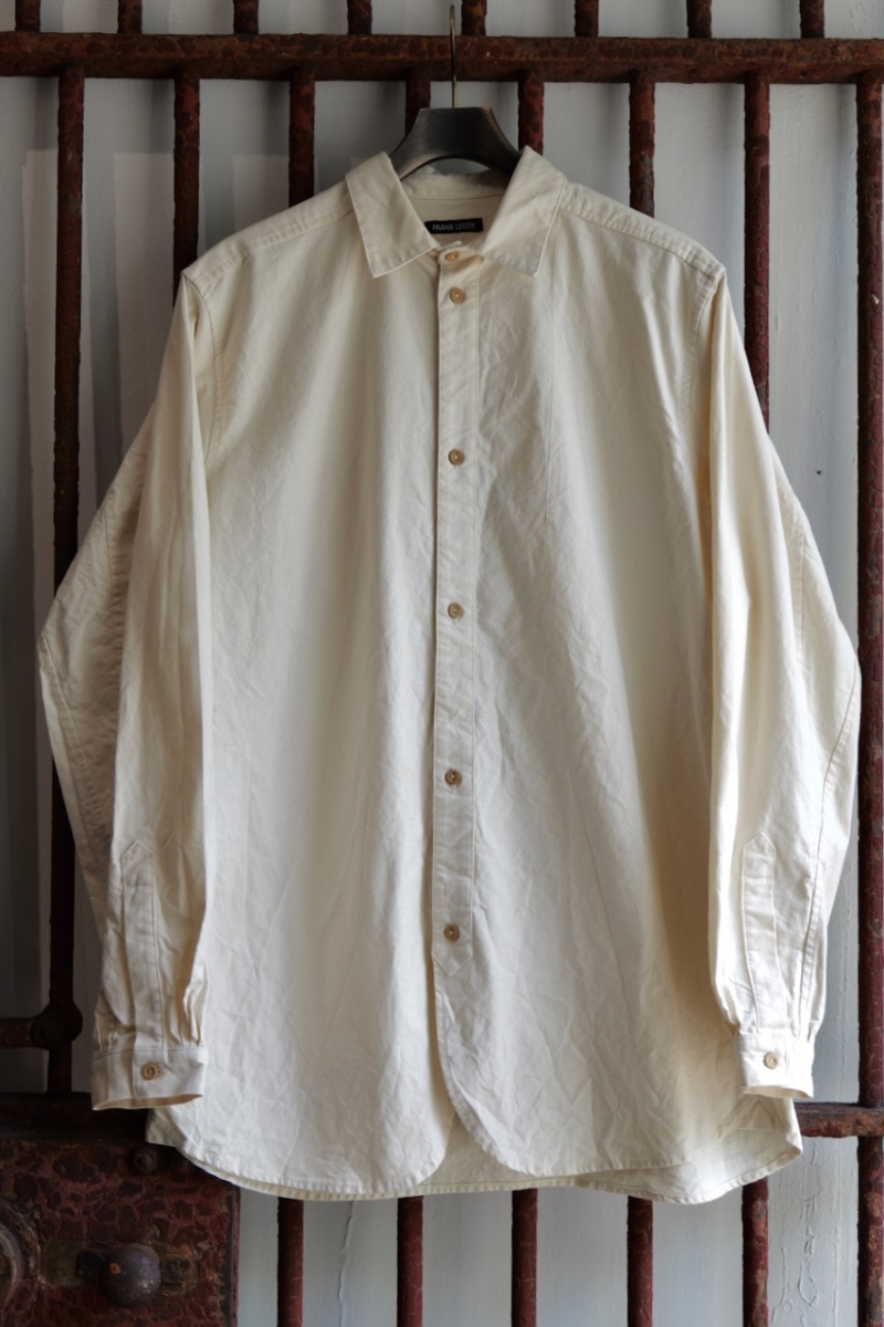 0916010-BS3. 60's VINTAGE BEDSHEET OLD STYLE SHIRT. 80(Natural). FRANK LEDER.
