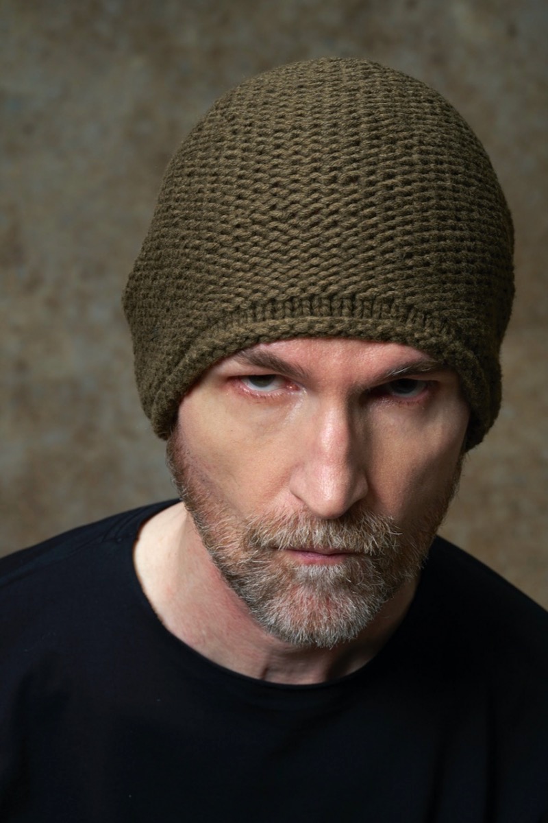 TK-KC25. Knit Cap Cashmere. Khaki. DEVOA.